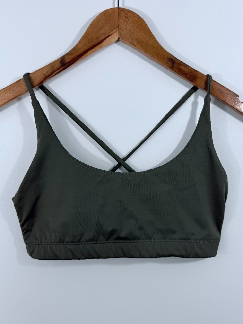 Savvi Fit Olive Green Low Impact Cross-Back Sports Bra Size S